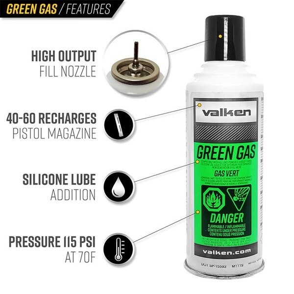 Valken 8oz Green Gas Can