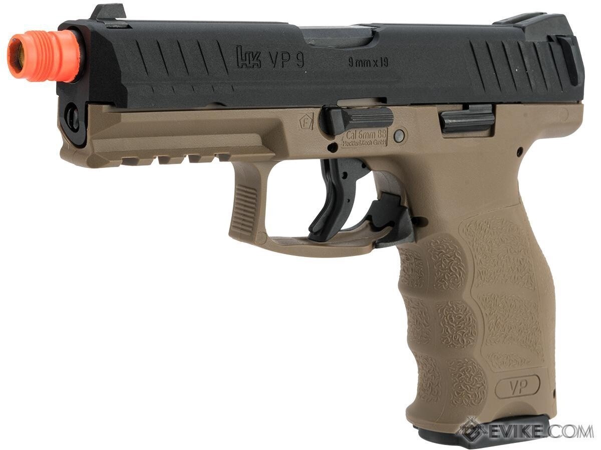 UMAREX / H&amp;K Licensed VP9 Striker Fired Full Size Airsoft GBB Pistol, Colour: FDE/Black