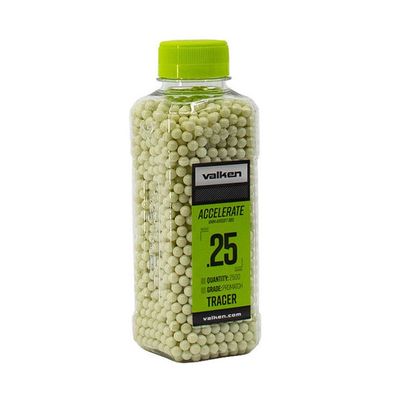 Valken Accelerate ProMatch .25g TRACER BBs - 2,500ct. Bottle