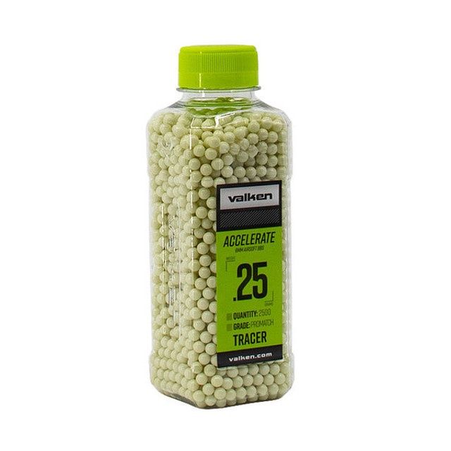 Valken Accelerate ProMatch .25g TRACER BBs - 2,500ct. Bottle