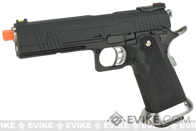 AW Custom Split Frame Hi-Capa Competition Grade Gas Blowback Airsoft Pistol, Color: Black