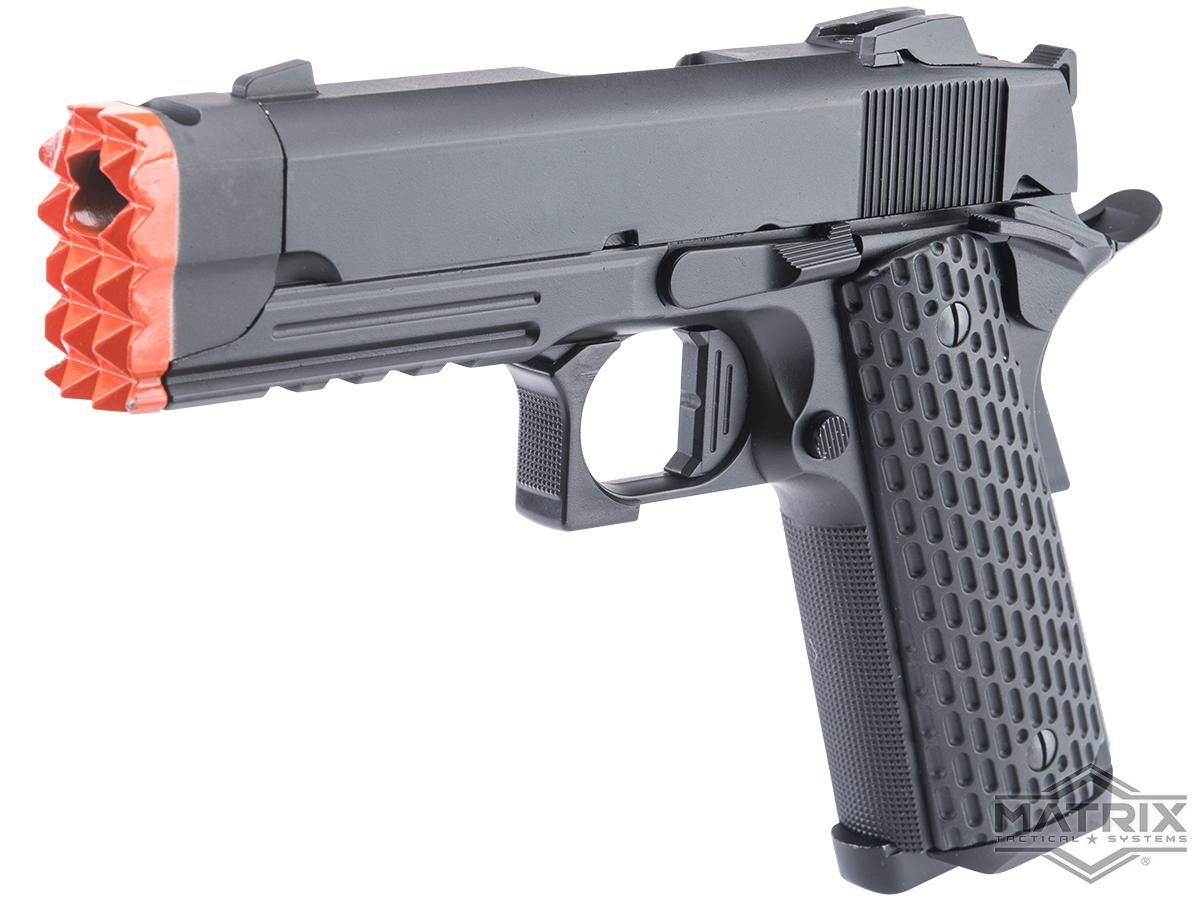 Matrix x Golden Eagle Full Metal Tactical Striker 1911 Airsoft Gas Blowback Pistol (Model: Pitted Pattern Grips)