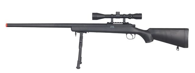 UK ARMS AIRSOFT VSR-10 BOLT ACTION RIFLE W/ SCOPE &amp; BIPOD - BLACK