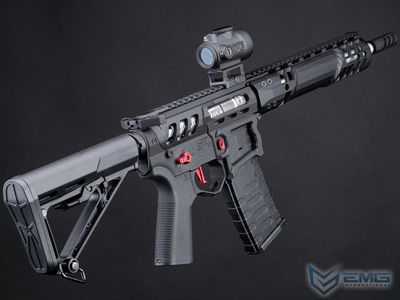 EMG F-1 Firearms UDR-15 Skeletonized AR-15 eSilverEdge Airsoft AEG Rifle w/ C7M M-LOK Handguard (Color: Black &amp; Red / SBR / Gun Only)