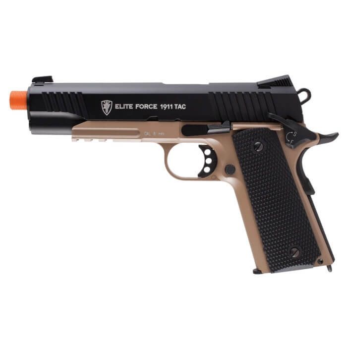 Elite Force Full Metal 1911 Tactical CO2 Airsoft Gas Blowback Pistol Umarex KWC, Color: Tan/Black