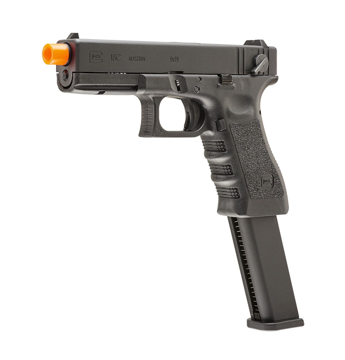Elite Force Fully Licensed GLOCK 18C Select Fire Semi / Full Auto Gas Blowback Airsoft Pistol w/ Extended Mag (Type: Green Gas)
