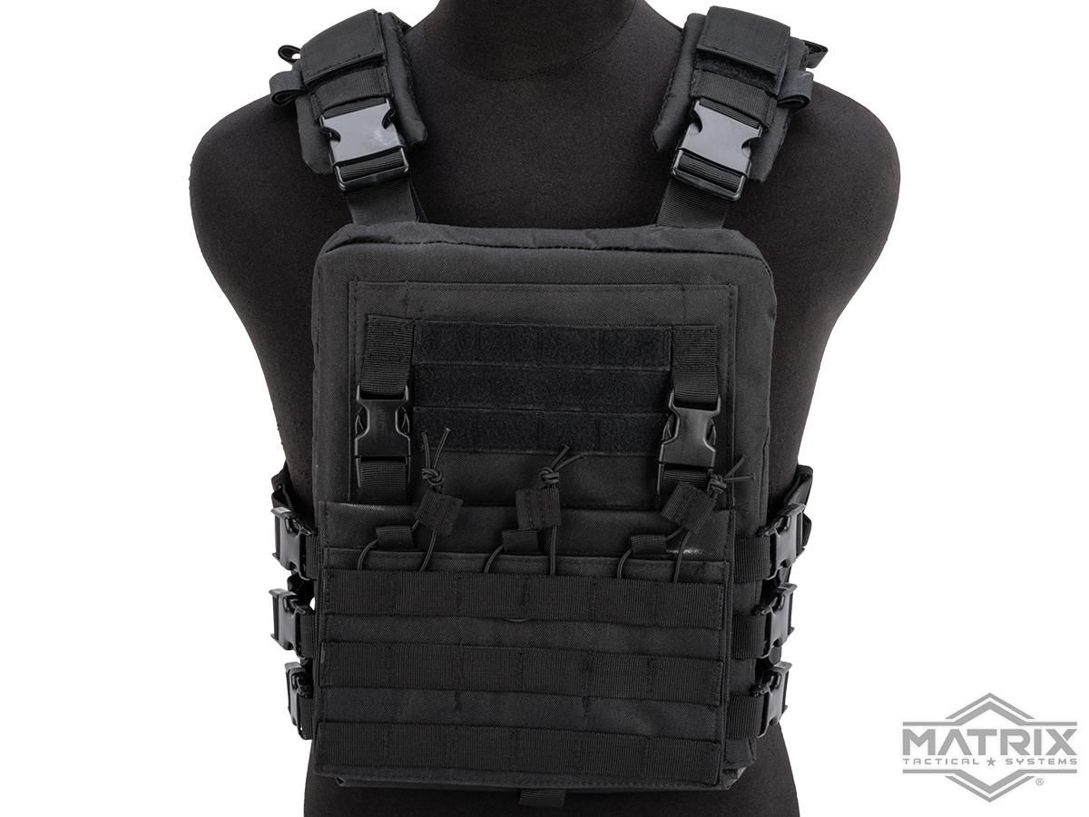 Matrix Adaptive Plate Carrier Vest w/ QD Assault Panel &amp; Pack (Color: Black)