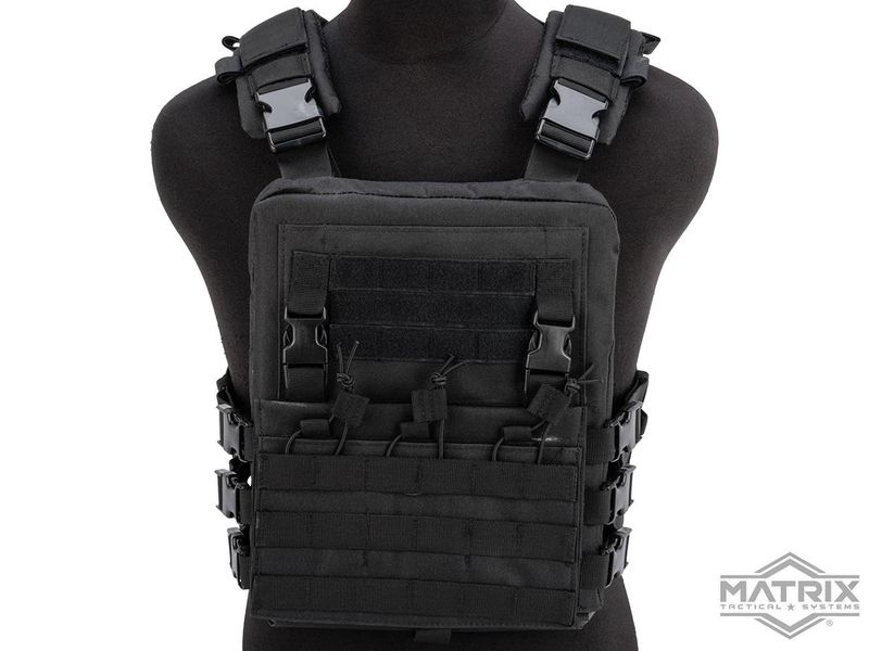 Matrix Adaptive Plate Carrier Vest w/ QD Assault Panel &amp; Pack (Color: Black)