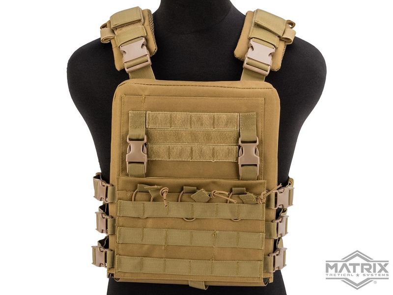Matrix Adaptive Plate Carrier Vest w/ QD Assault Panel &amp; Pack (Color: Desert Tan)