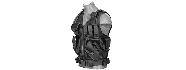 Lancer Tactical Cross Draw Vest w/ Holster - Black