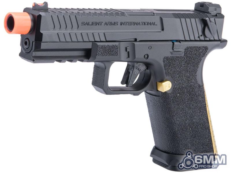 6mmProShop Salient Arms Licensed BLU Full Auto Select Fire Airsoft AEP w/ Metal Gearbox &amp; MOSFET (Black &amp; Gold)