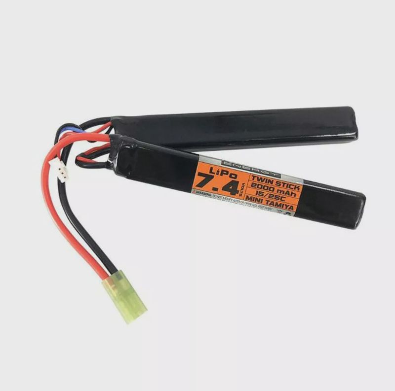Valken Energy LiPo 7.4v 2000mAh 12/15c Twin Stick Battery Mini Tamiya