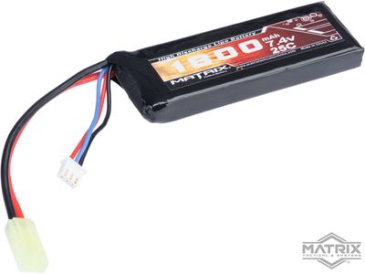 Matrix High Performance 7.4V Brick Type Airsoft LiPo Battery (Configuration: 1800mAh / 25C / Small Tamiya)