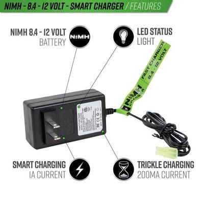 Valken 8.4v-12v NiMh 1Amp Fast Smart Charger