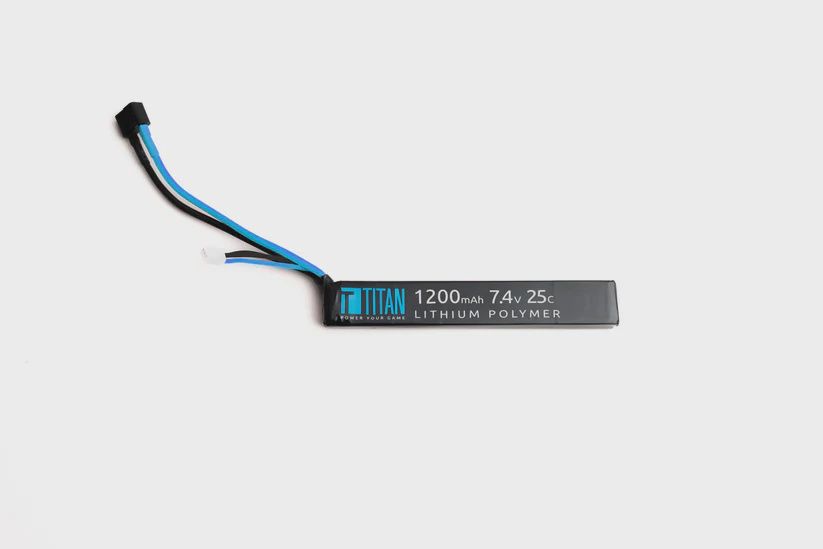 Titan Li-Po 1200mAh 7.4v 25C Stick Battery, Style: T-Plug (Deans)