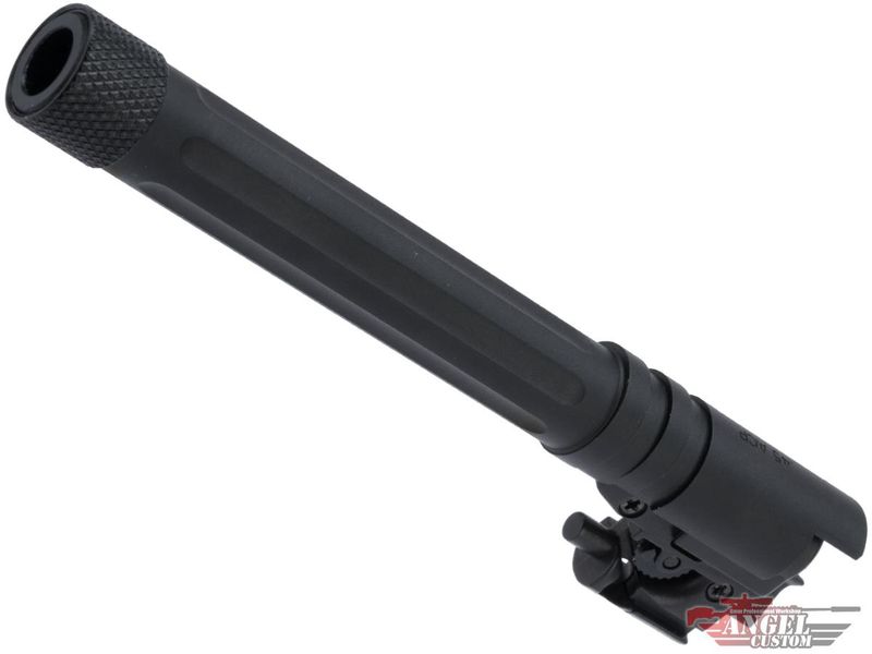 Angel Custom Complete CNC Aluminum Fluted Outer Barrel Kit for Elite Force 1911 Series Airsoft GBB Pistols (Color: Black)