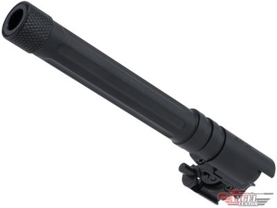 Angel Custom Complete CNC Aluminum Fluted Outer Barrel Kit for Elite Force 1911 Series Airsoft GBB Pistols (Color: Black)