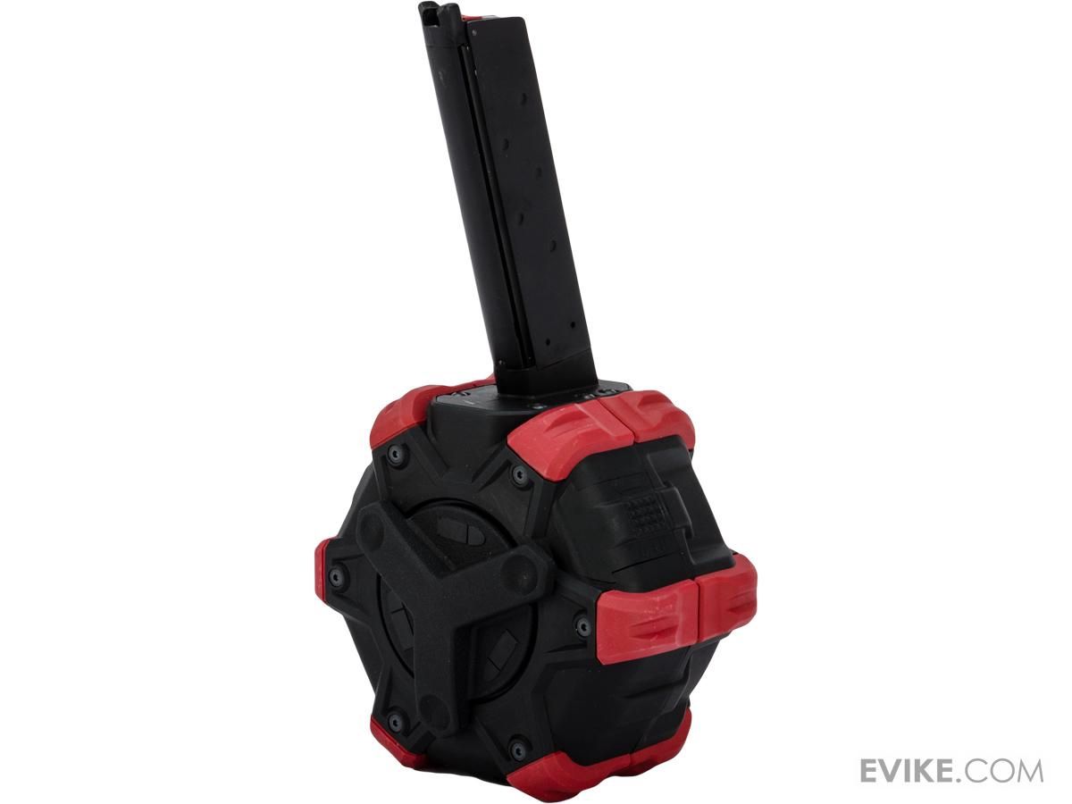 AW Custom Drum Magazine for Gas Blowback Airsoft Pistols &amp; Rifles (Model: WE 1911 / Red)