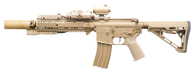 Custom Shetani - Lancer Tactical Gen 4 L119A2 M4/M16 Full Metal Airsoft Rifle - (Tan)