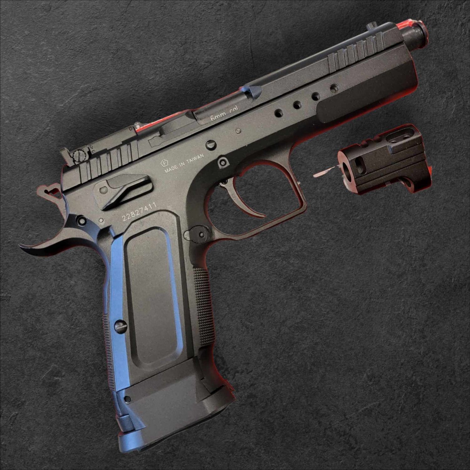 Used Cybergun Tanfoglio Licensed Limited Edition Custom Airsoft GBB Pistol by KWC (Model: Pistol w/ Comp / Black)