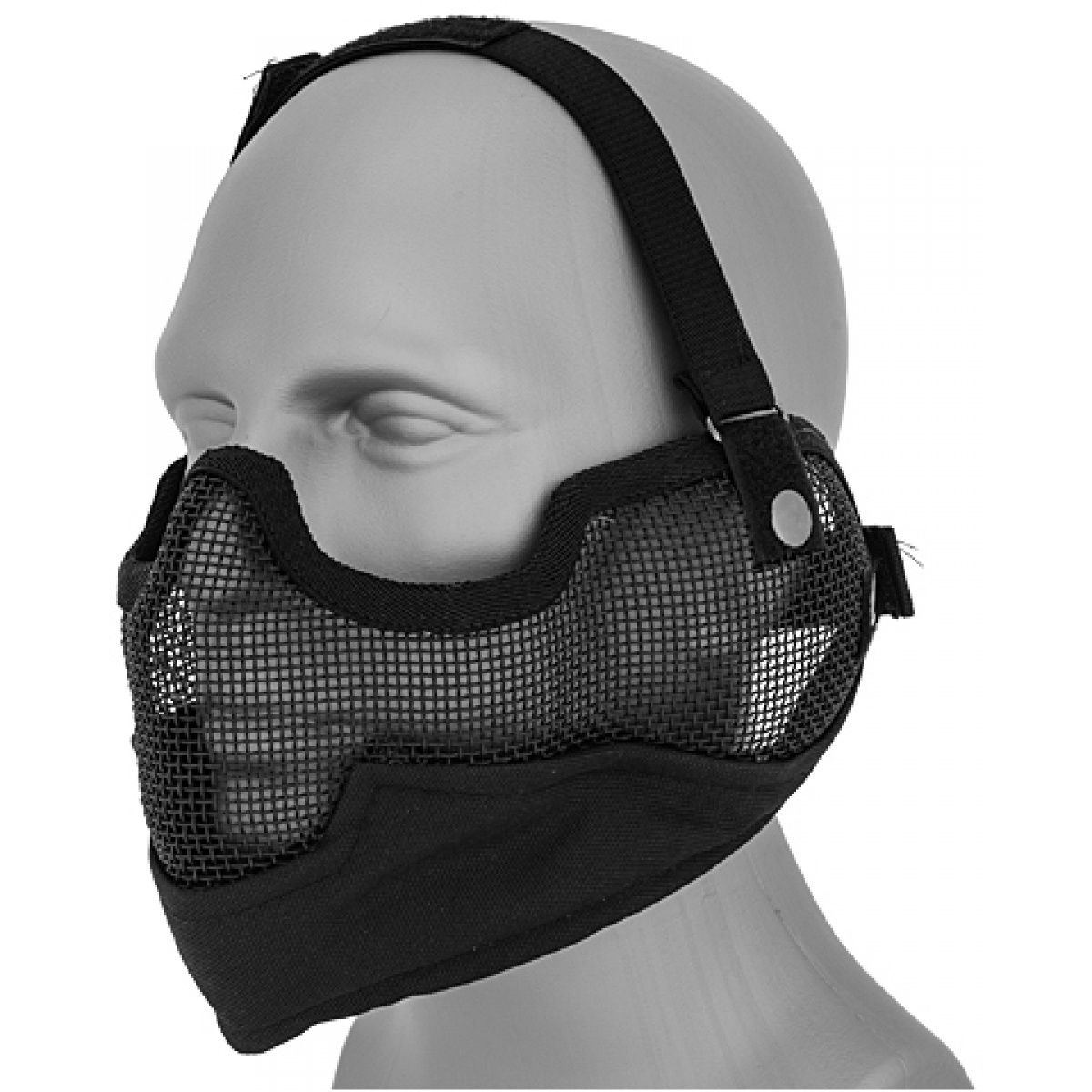 UK Arms Airsoft Metal Mesh Lower Half Face Mask w/ Ear Pro, Color: Black
