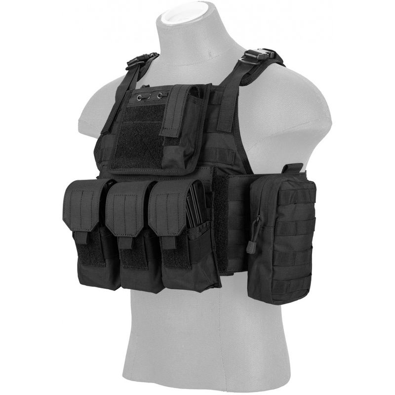 Lancer Tactical 600D Nylon Assault Tactical Vest (Black)