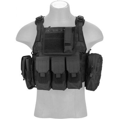 Lancer Tactical 600D Nylon Assault Tactical Vest (Black)