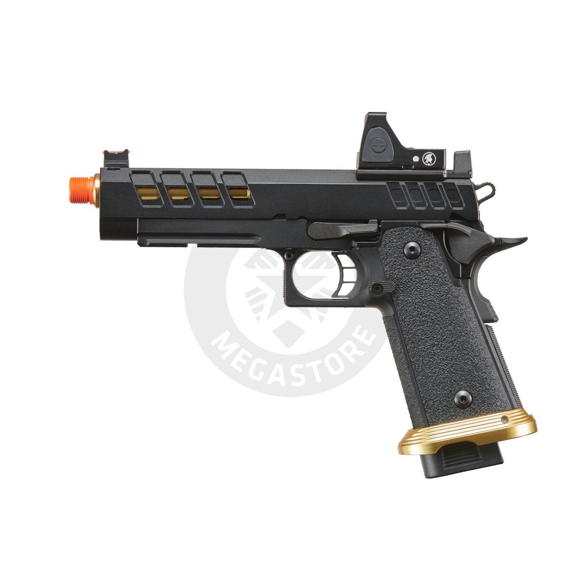 Lancer Tactical Heracles Hi-Capa Gas Blowback Airsoft Pistol - (Black/Gold w/ Reflex Dot)