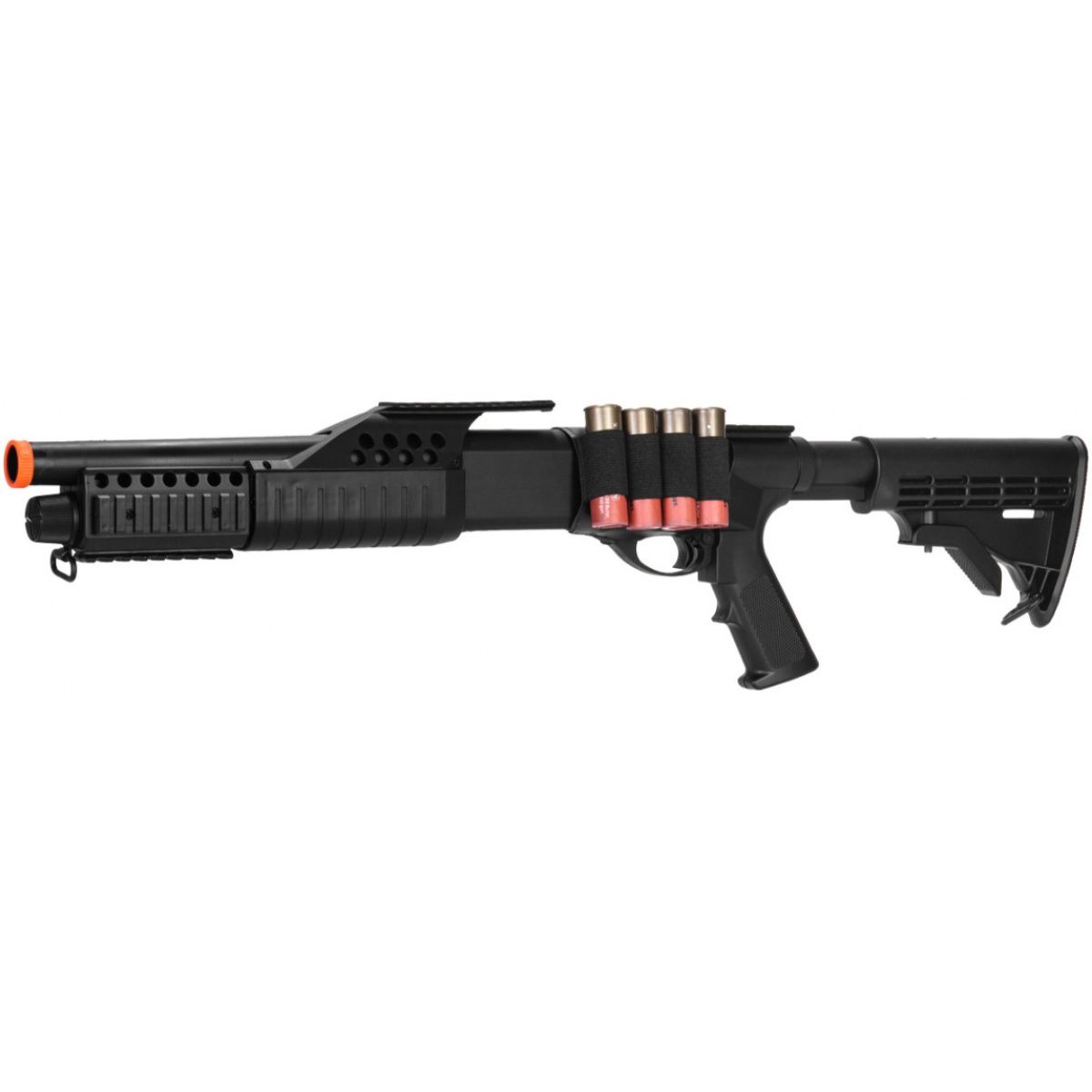 AMA Airsoft Spring Powered Tactical Shotgun RIS w/ LE Stock - BLACK