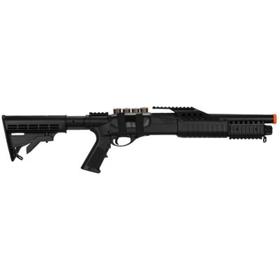 AGM Airsoft Spring Powered Tactical Shotgun RIS w/ LE Stock - BLACK