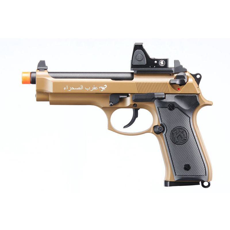 KLI KL-92 SAHARA Limited Edition 6mm Dual Power CO2/Gas Blowback Airsoft Pistol Red Dot Combo - (Tan)