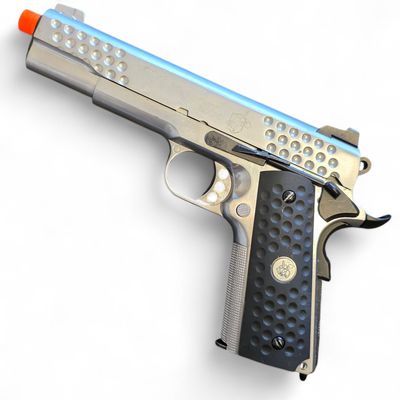 Used WE-Tech Custom 1911 Knighthawk Gas Blowback Airsoft Pistol (Color: Silver)