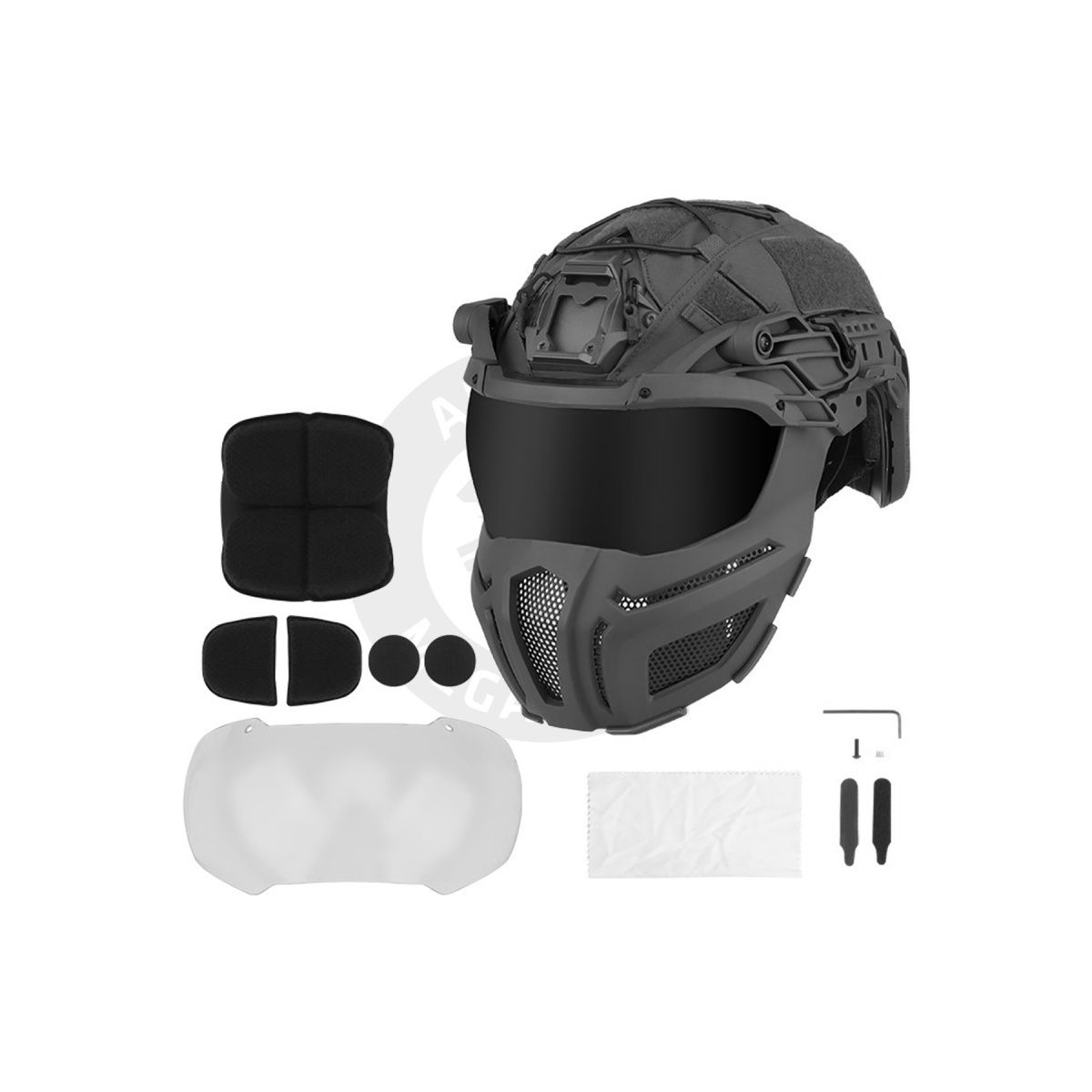 Lancer Tactical Full Protection Tactical FAST Airsoft Helmet, Color: Black