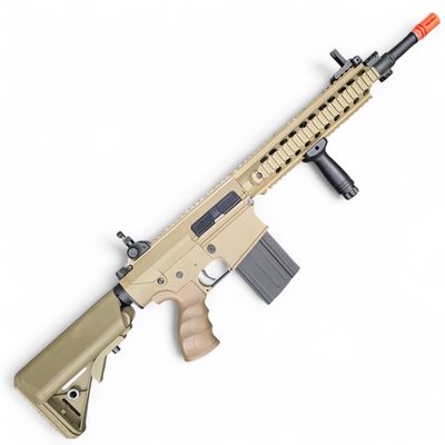 Used Matrix Full Size SR25-K Precision Rifle Airsoft AEG (Model: Metal Receiver / Tan) | Pre-Owned