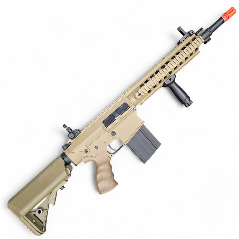 Used Matrix Full Size SR25-K Precision Rifle Airsoft AEG (Model: Metal Receiver / Tan) | Pre-Owned