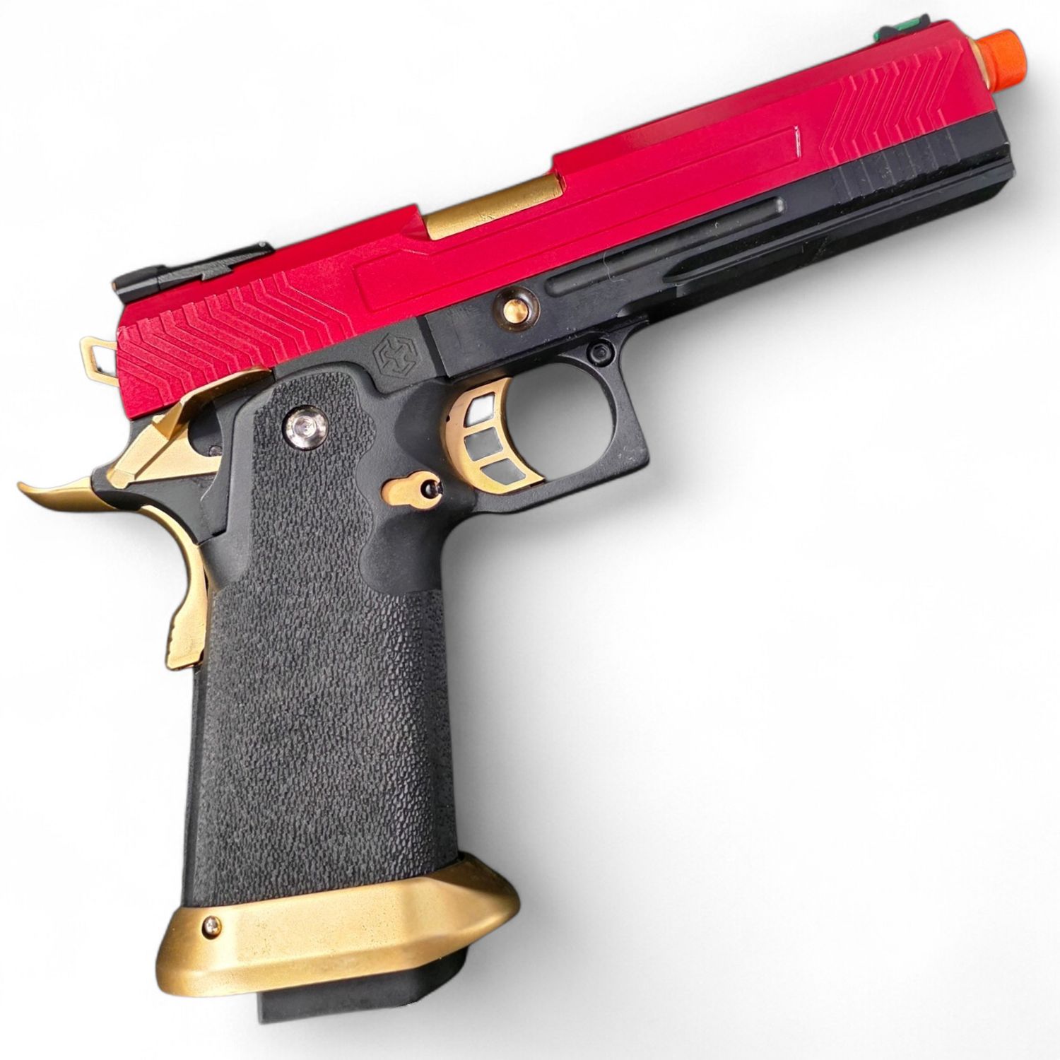 Used AW Custom Hi-Capa Competition Grade Gas Blowback Airsoft Pistol (Color: Red / Gold) | Pre-Owned