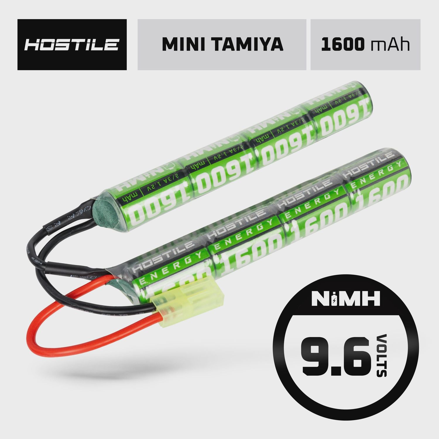 Hostile ENERGY - NiMH Battery 9.6V 1600mAh Split, Battery Connector: Small Tamiya