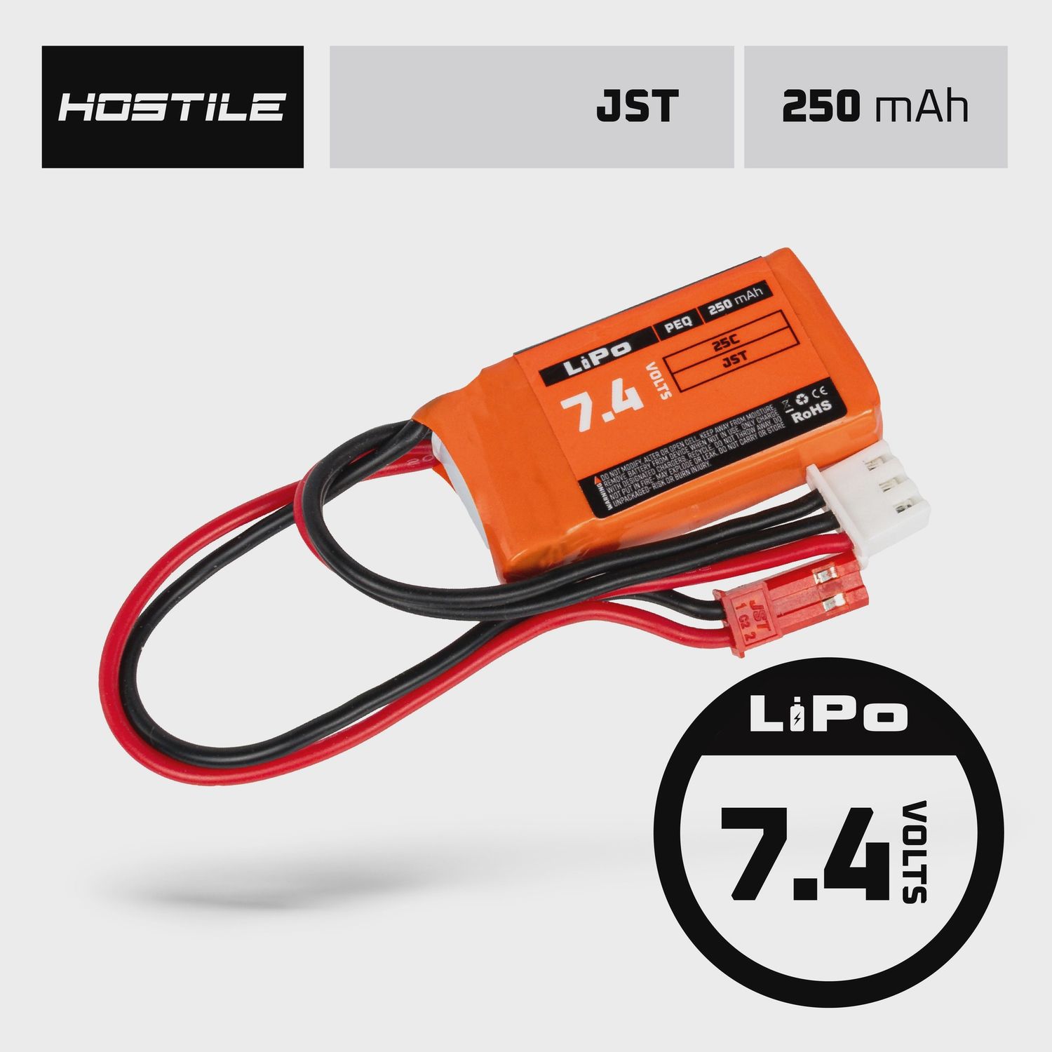 Hostile ENERGY - LiPo Battery 7.4V 250mAh 25C for HPA with JST Connector