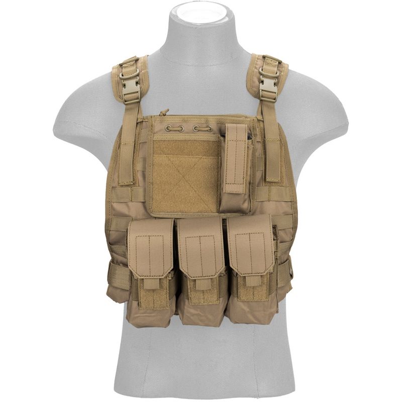 Lancer Tactical 1000D Nylon MOLLE Tactical Vest w/ Pouch System (Tan)