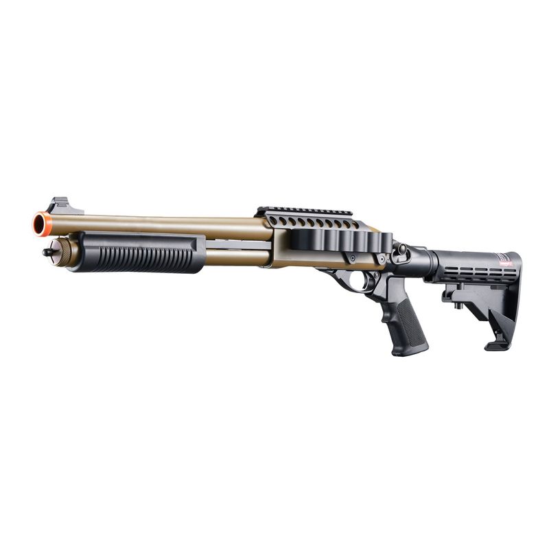 Golden Eagle M8873 3/6-Shot Pump Action CO2 Airsoft Shotgun w/ Optic Rail &amp; M4 Crane Stock