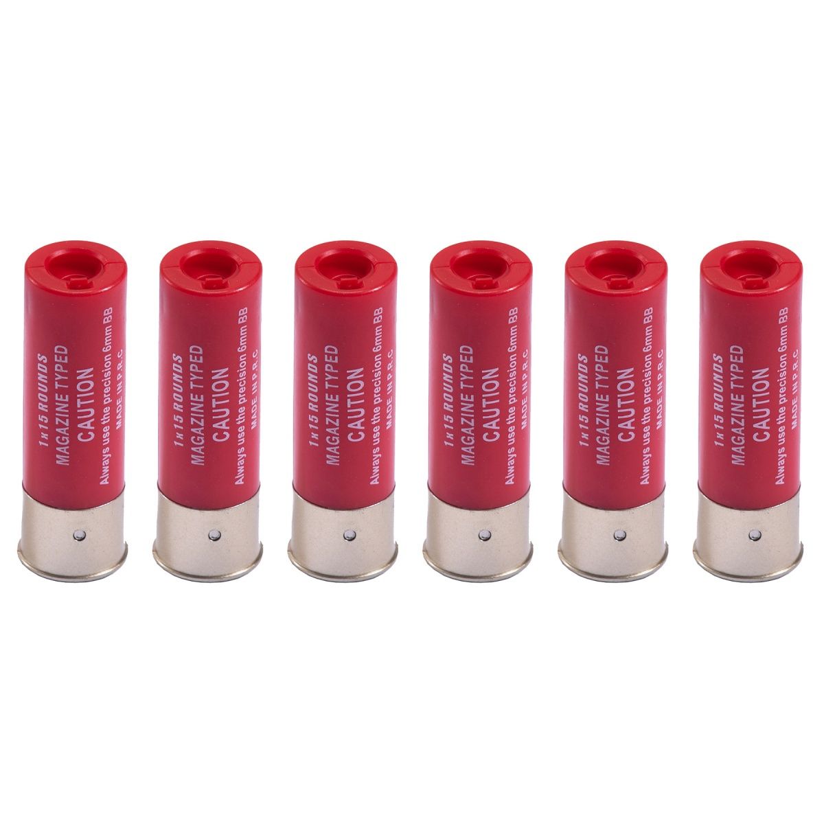 Sentinel Gears 15 Round Shotgun Shells for Multi &amp; Single-Shot Airsoft Shotguns (Pack of 6), Color: Red