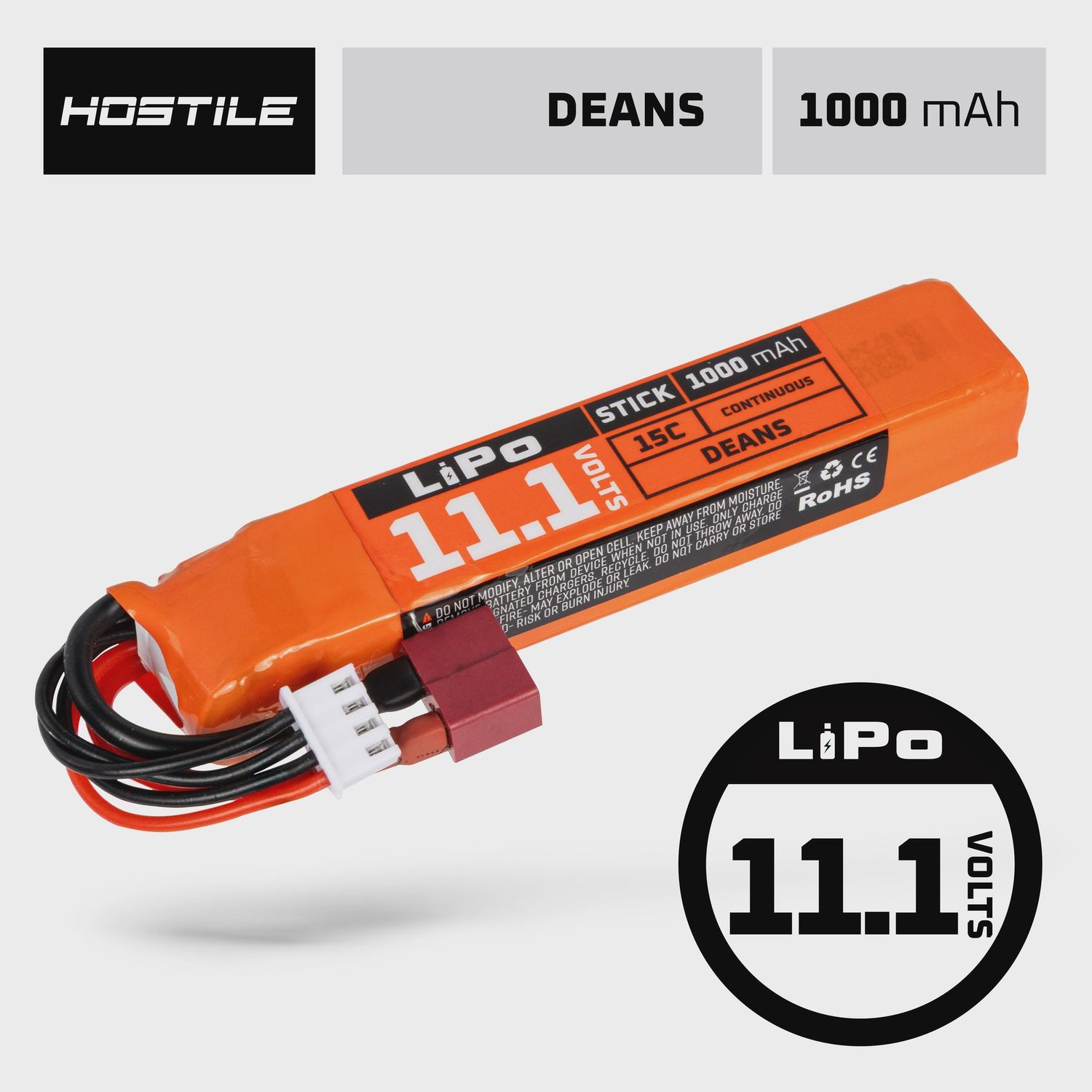 Hostile ENERGY - LiPo Battery 11.1V 1000mAh 15C Stick(T-Plug)