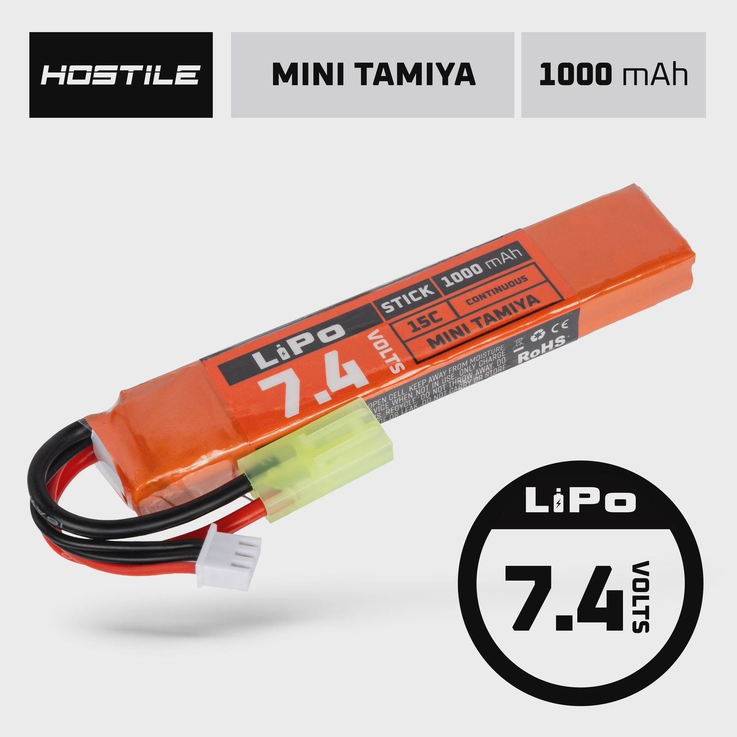 Hostile ENERGY - LiPo Battery 7.4V 1000mAh 15C Stick