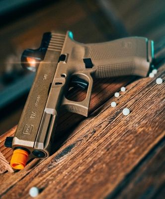 GLOCK 19X MOS GBB Airsoft Pistol with Optic Plates and Threaded Barrel – Coyote Tan