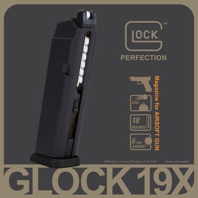 GLOCK G19X / G17 MOS GBB Airsoft Magazine – 18 Round – Black