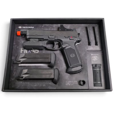 Used TM FN FNX-45 Tactical Airsoft Gas Blowback Pistol Package