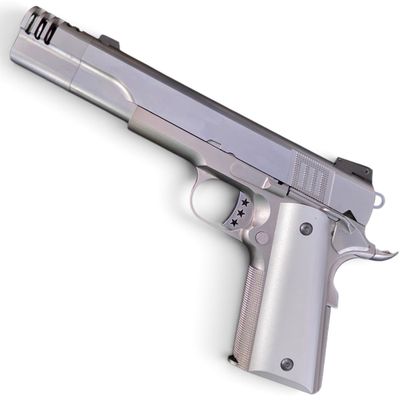 Used AW Custom NE31 "Hitman" Series 1911 Gas Blowback Pistol w/ Muzzle Compensator (Color: Silver) | Pre-Owned