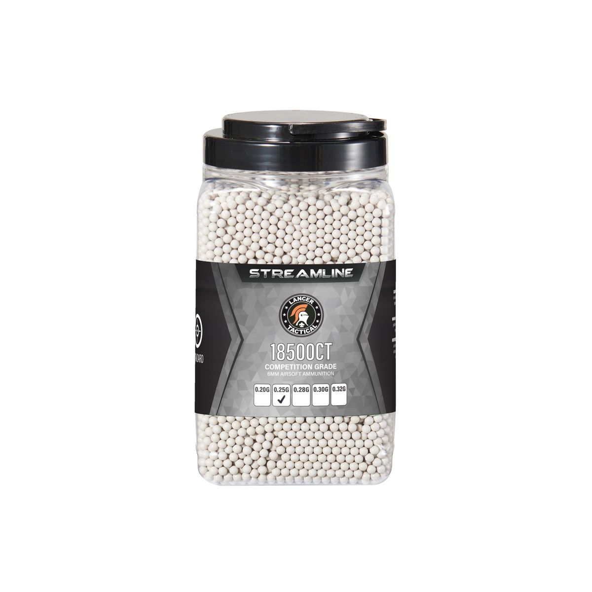 Lancer Tactical Streamline Competition Grade .25g Airsoft BBs – 18,500 Rounds – White