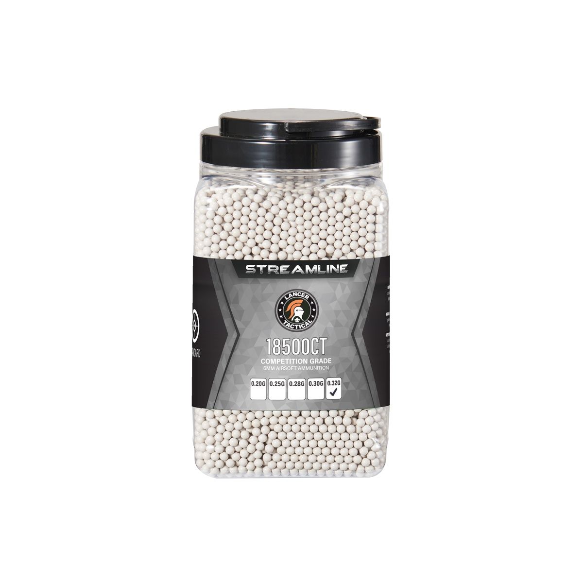 Lancer Tactical Streamline Competition Grade .32g Airsoft BBs – 18,500 Rounds – White
