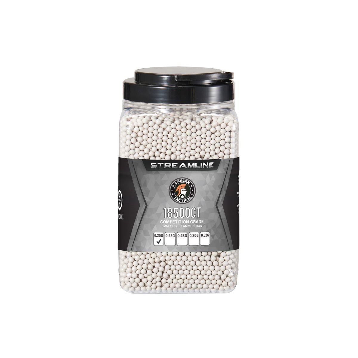 Lancer Tactical Streamline Competition Grade .20g Airsoft BBs – 18,500 Rounds – White